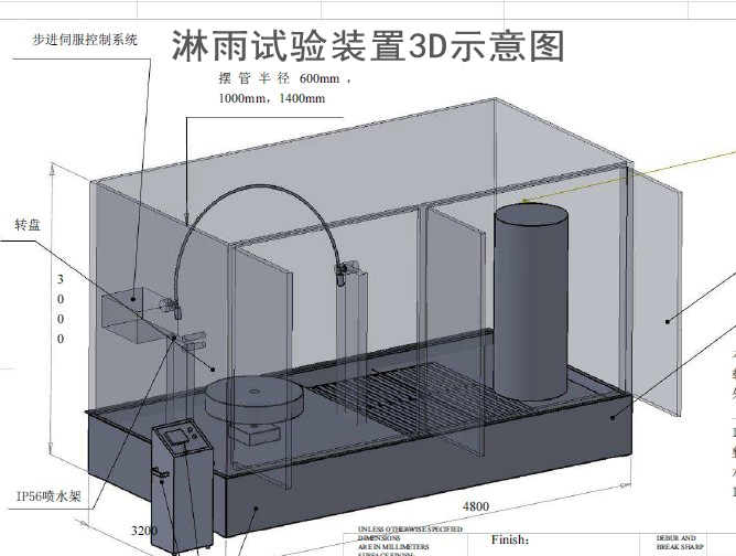 淋雨試驗裝置3D示意圖